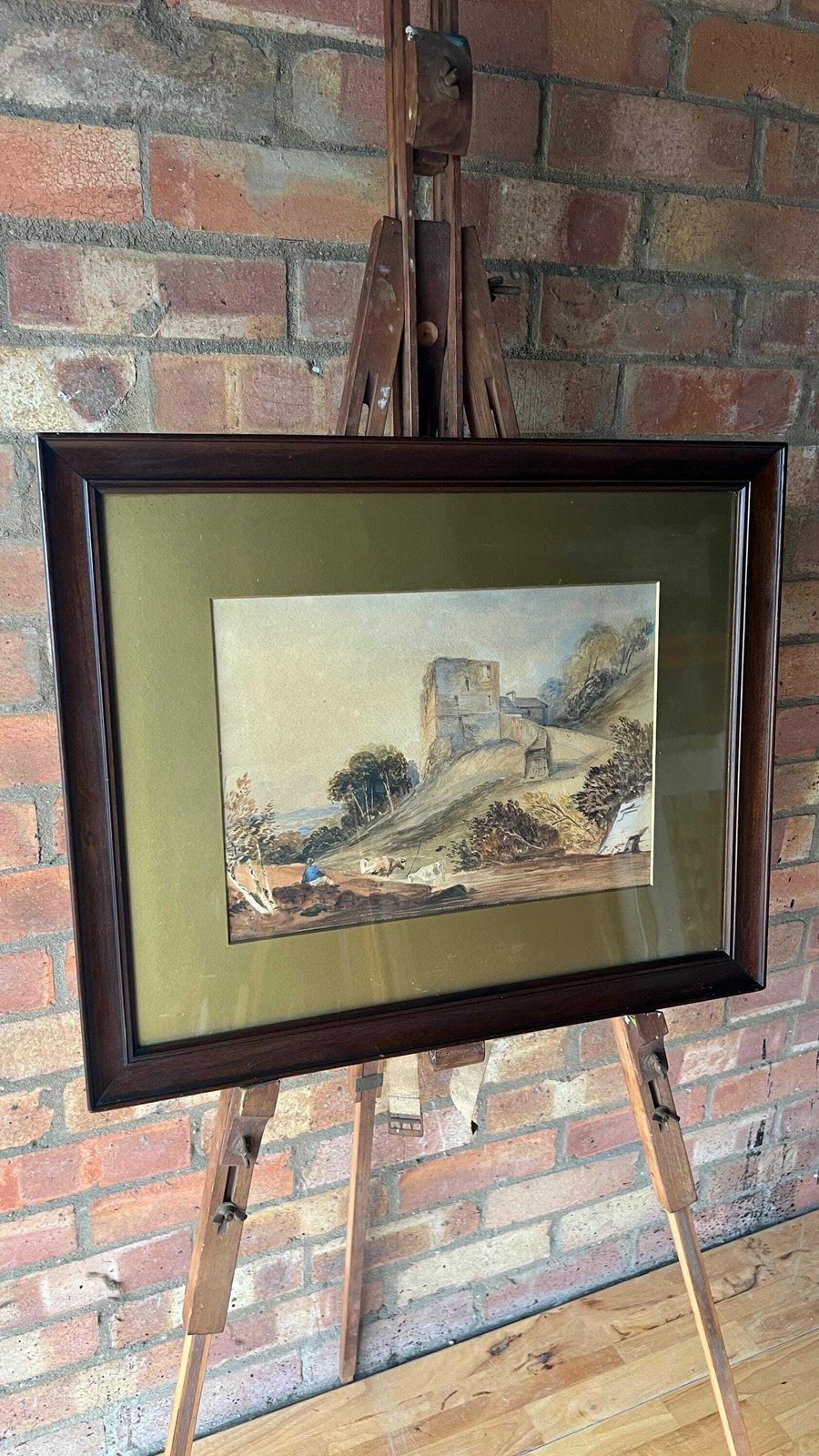 Antique 1864 Original Watercolour Painting By Miss Ellen Parker Depicting A Landscape Near Hull