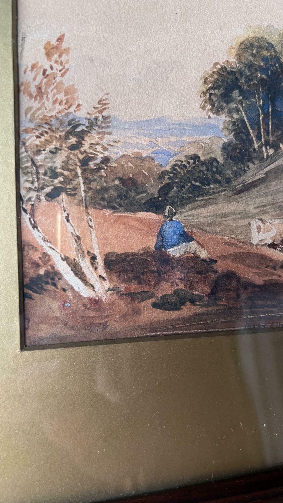 Antique 1864 Original Watercolour Painting By Miss Ellen Parker Depicting A Landscape Near Hull photo Art