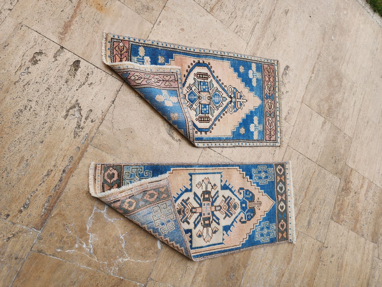 1970s Hand Knotted Small Turkish Rug   A Pair photo vintage