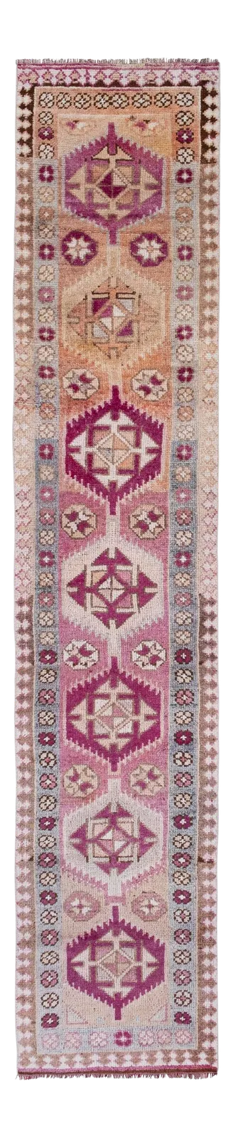 Handnotted Turkish Kurdish Herki Runner Rug 2'7" X 13'2"