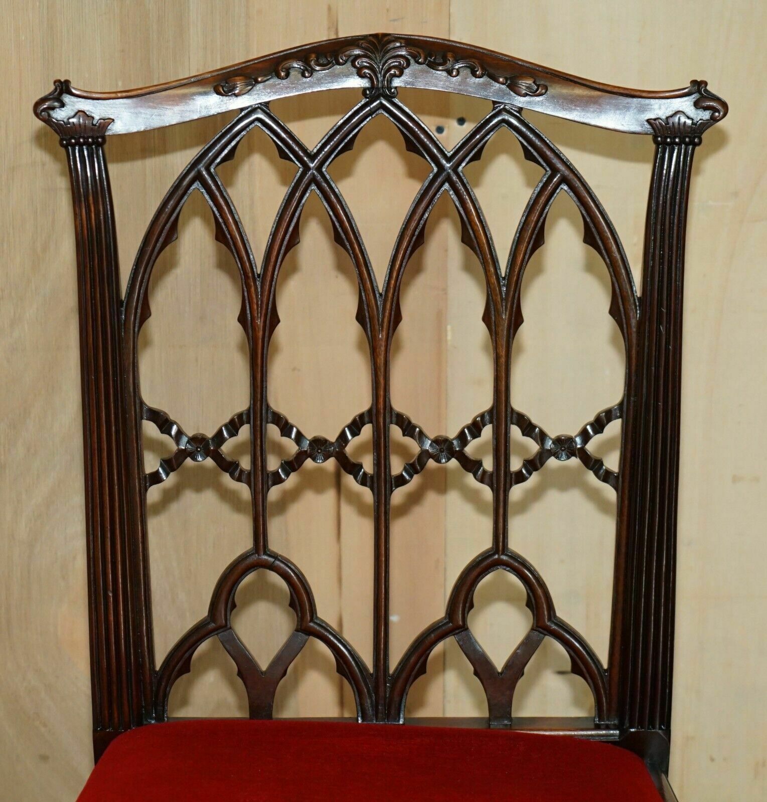 Four Antique Circa 1900 English Thomas Chippendale Gothic Revival Dining Chairs photo Furniture
