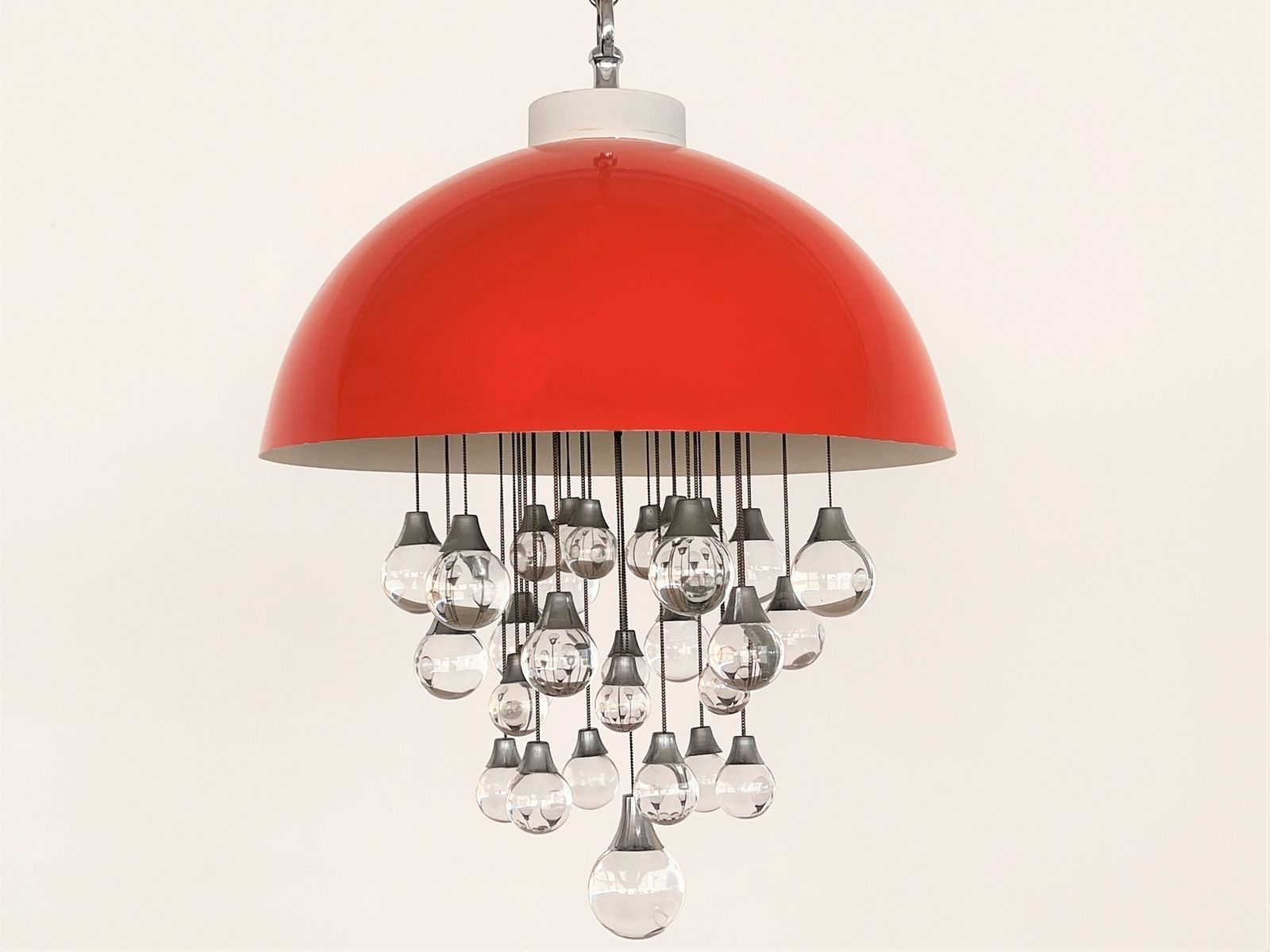 Italian Space Age Pendant Lamp In Metal With Glass Spheres, 1980s photo Lighting