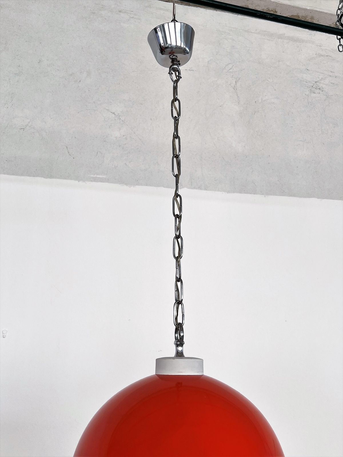 photo for sale Italian Space Age Pendant Lamp In Metal With Glass Spheres, 1980s