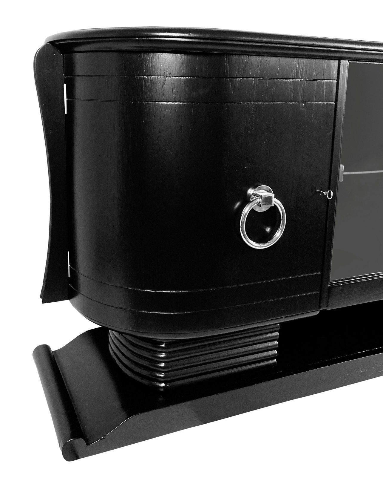 A French Mid Century Black Lacquered Bar Cabinet photo vintage