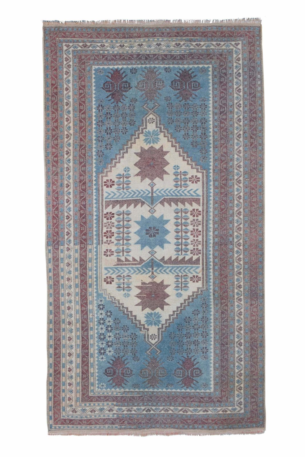 Textiles Vintage Faded Turkish Oushak Rug 3'5" X 6'3" photo