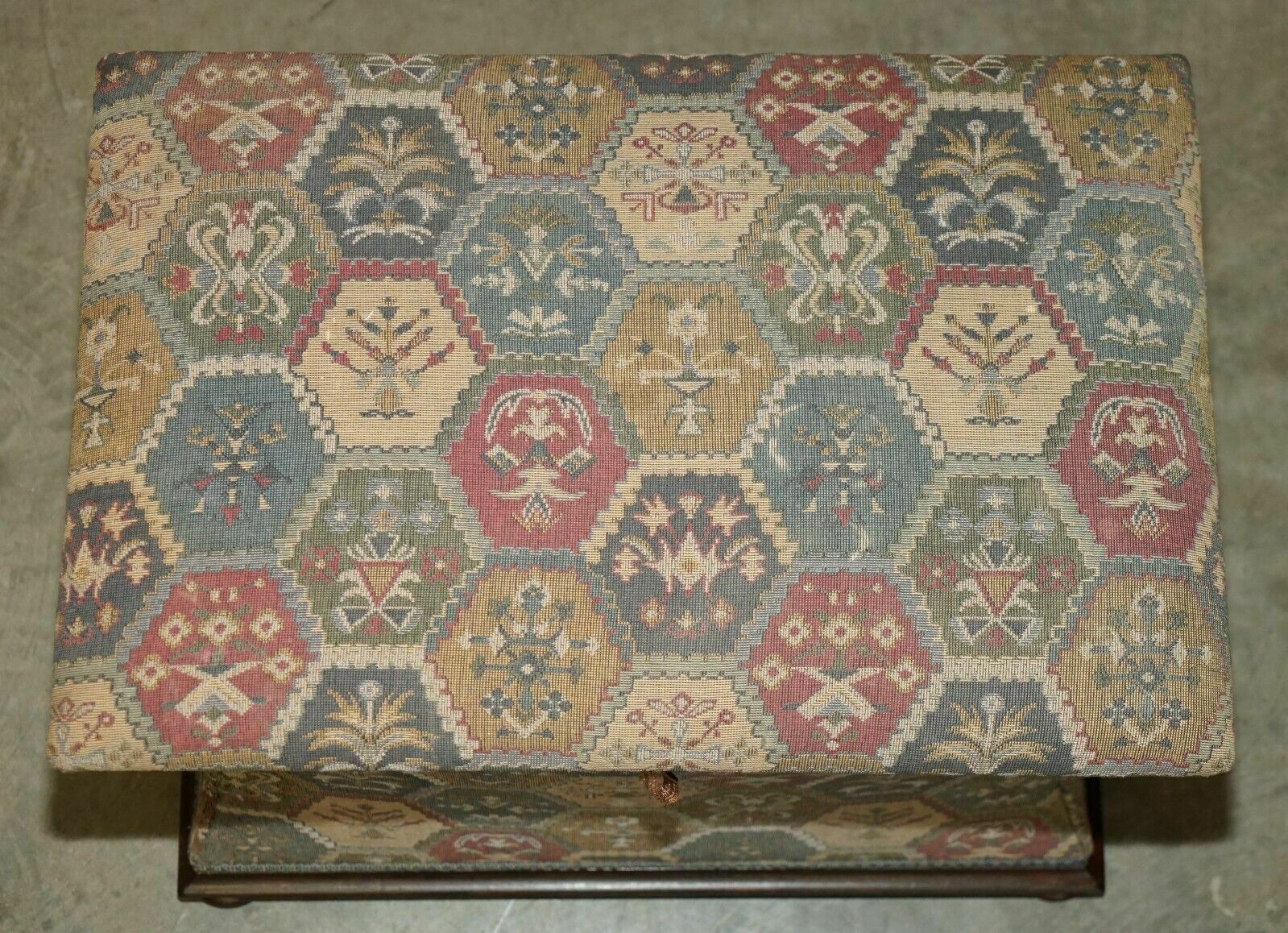 Victorian Circa 1880 Kilim Embroidered Upholstery Ottoman Footstool Trunk photo for sale