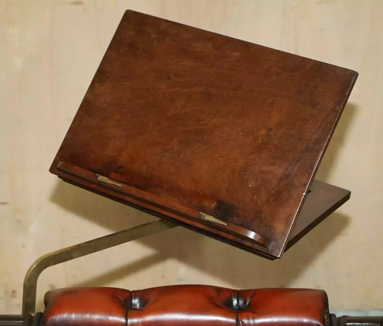 12000.0 Antique William IV Chesterfield Oxblood Leather Reclining Armchair Writing Slope photo