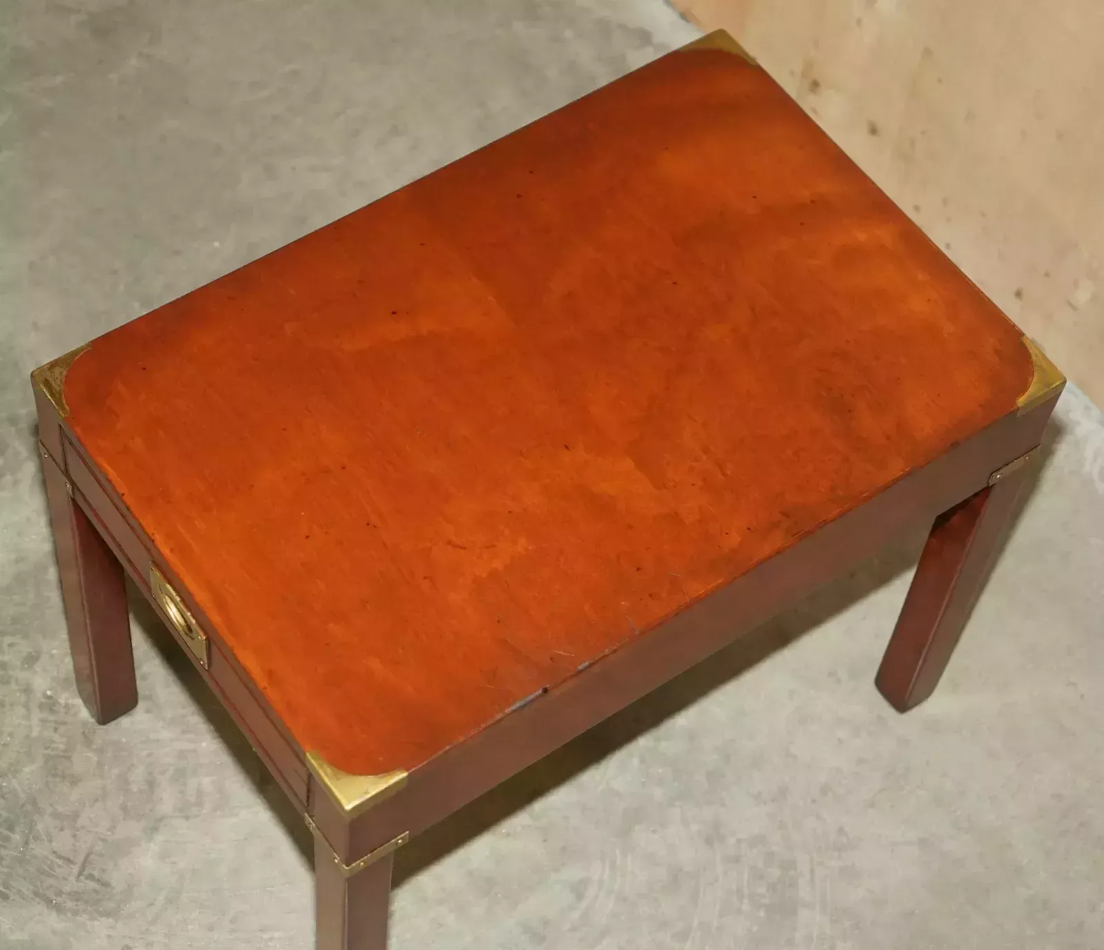 Fine Pair Of Harrods London Kennedy Military Campaign Side End Lamp Wine Tables photo vinterior