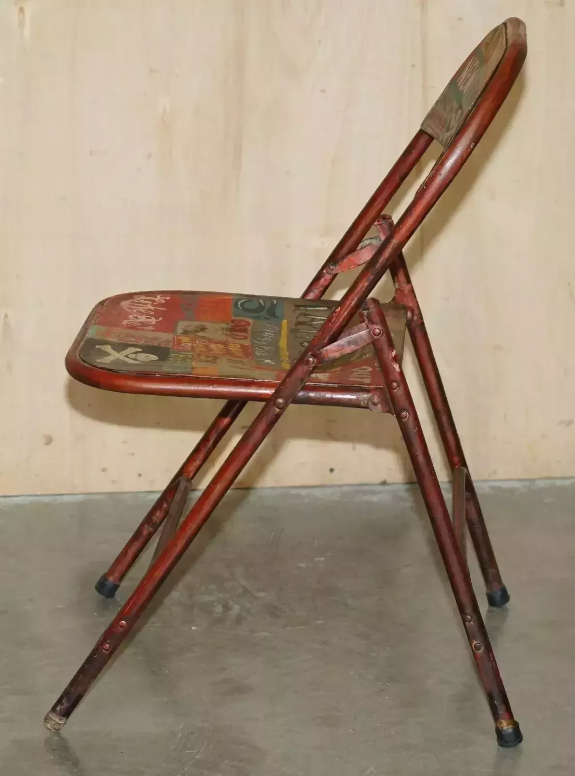 Furniture Super Decorative Pair Of Vintage Industrial Patroliana American Folding Chairs photo