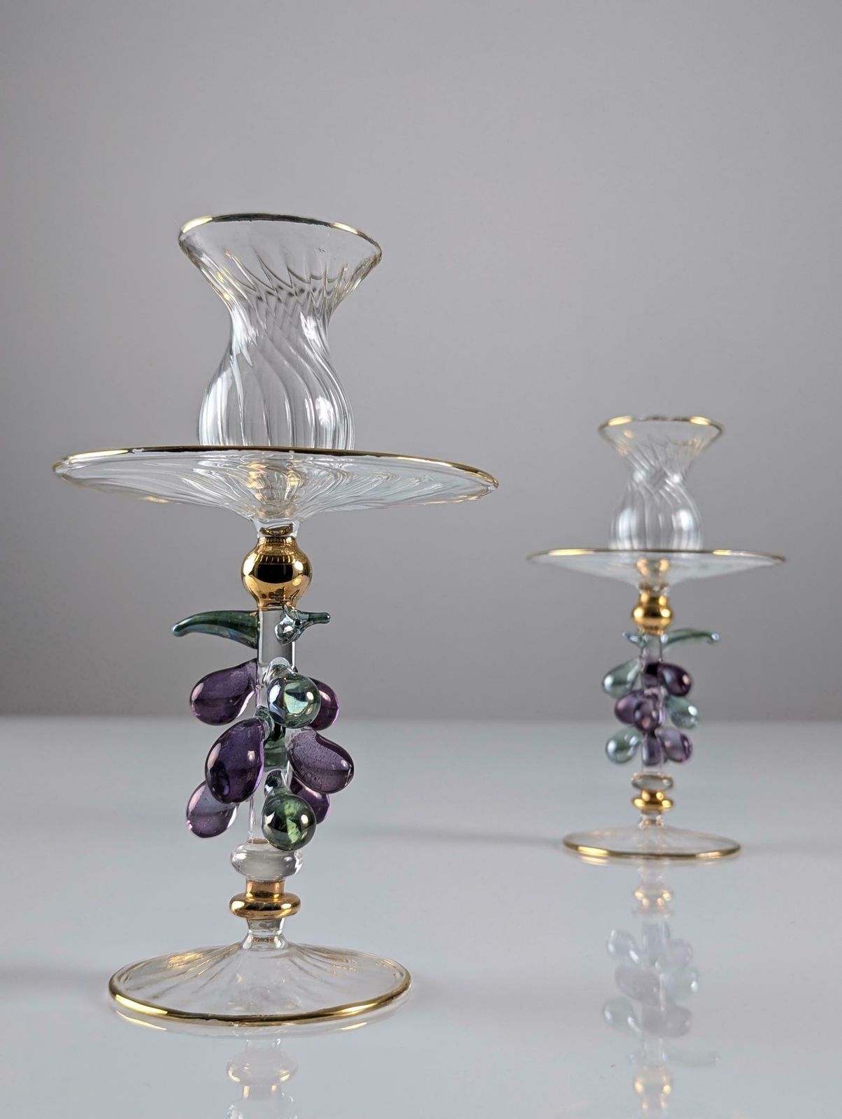 Pair Of Venetian Glass And Gold Candlesticks 1950s photo furniture