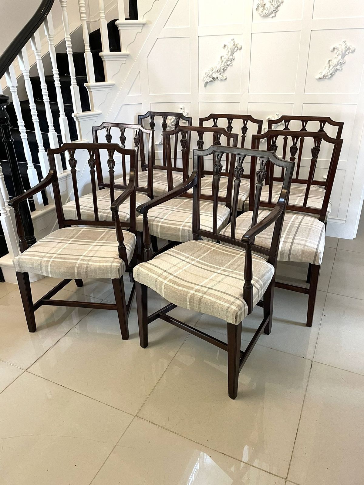 Fine Set Of 8 Antique 18th Century Mahogany Dining Chairs photo furniture