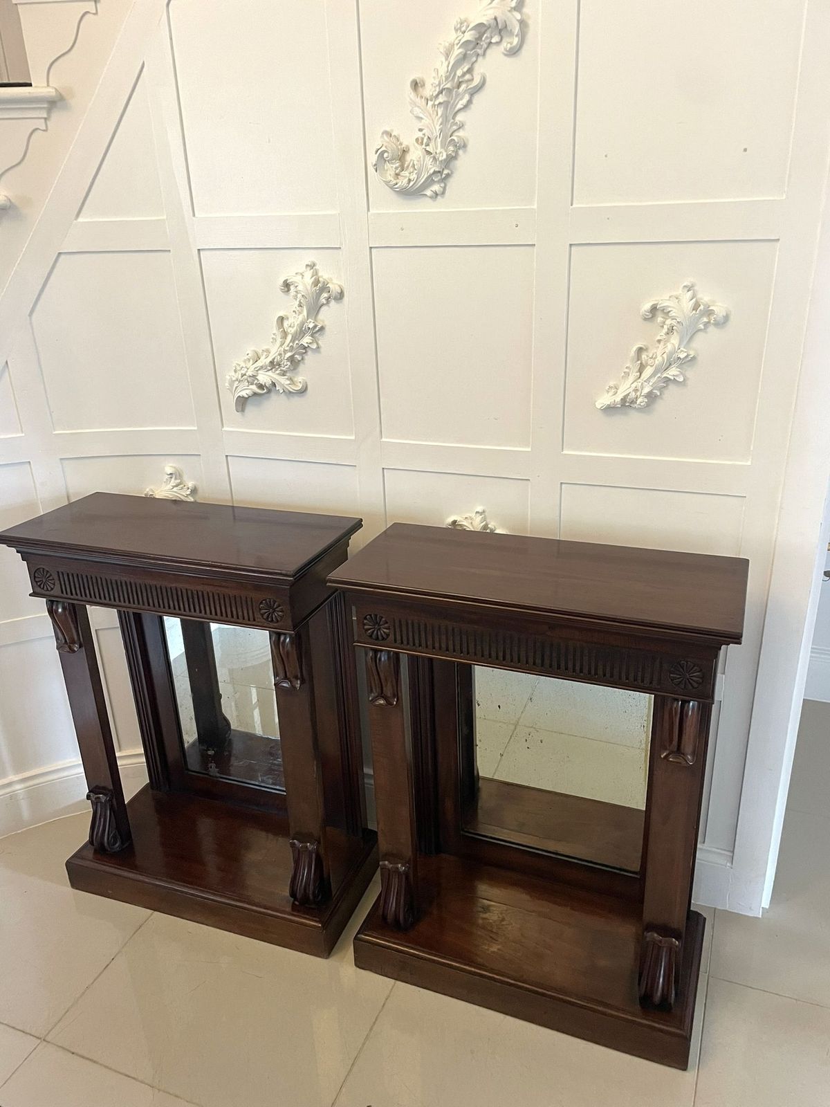 Fine Pair Of Antique Quality Mahogany Console Tables photo for sale