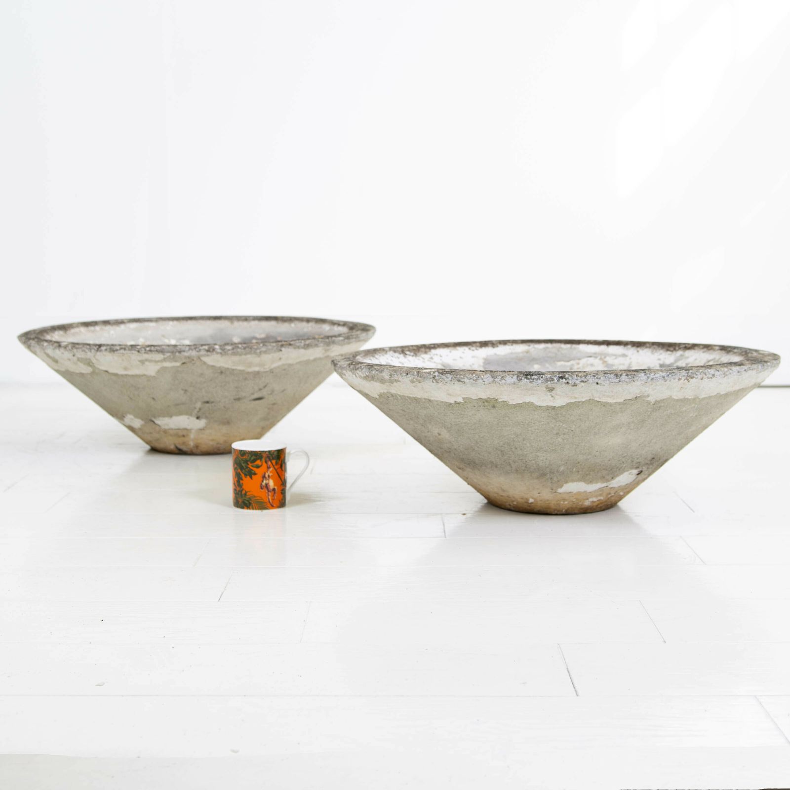 Garden Decor Pair Mid Century Conical Dish Shaped Garden Planters C1970s photo