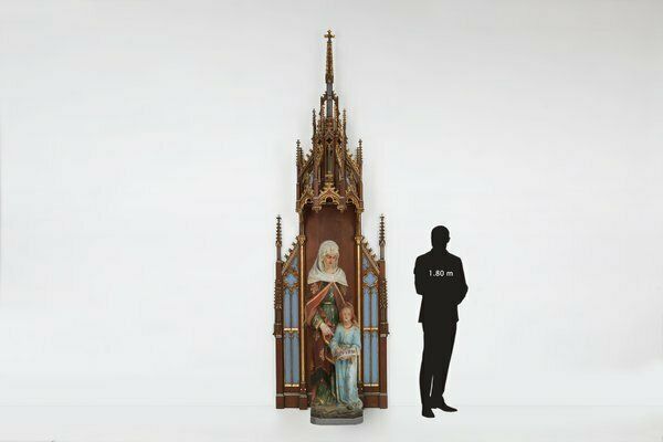 French Neo Gothic Polychrome And Gilt Wooden Church Steeple With Niche For Saint Statue, 1800s photo furniture
