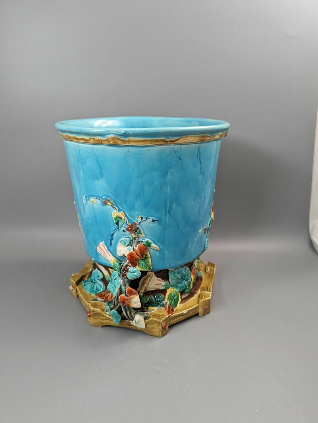 Rare Majolica Jardiniere Planter By Royal Worcester, C. 1876 photo 700.0