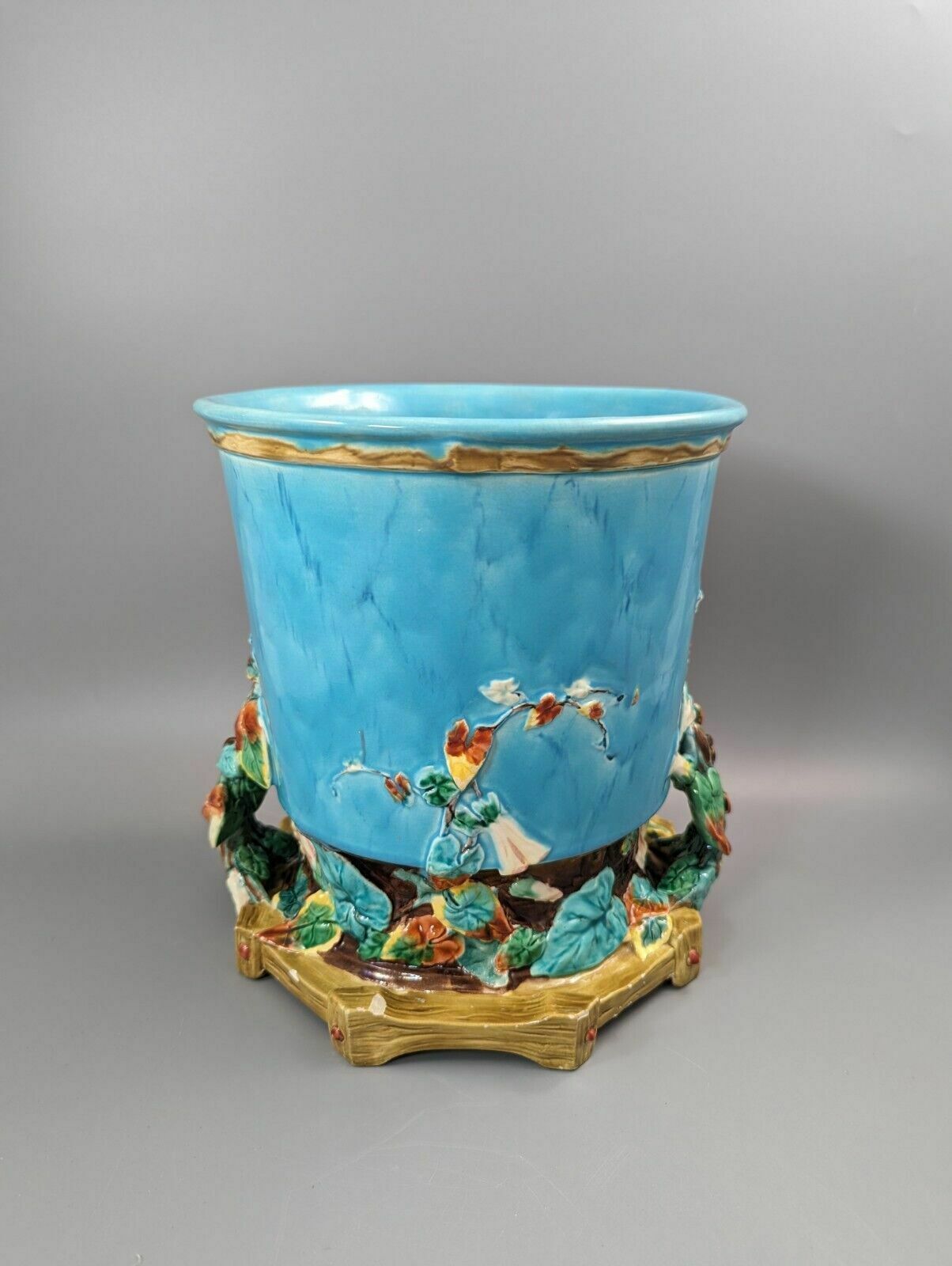 Rare Majolica Jardiniere Planter By Royal Worcester, C. 1876 photo buy