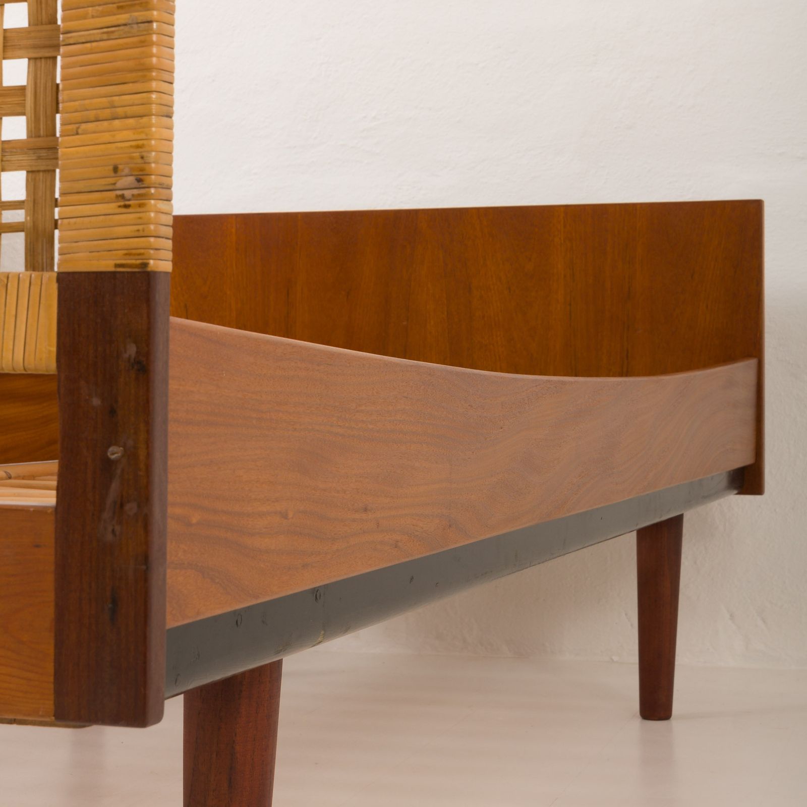 3936.0 Hans J. Wegner Double Bed In Teak And Cane For Getama, 1960s photo