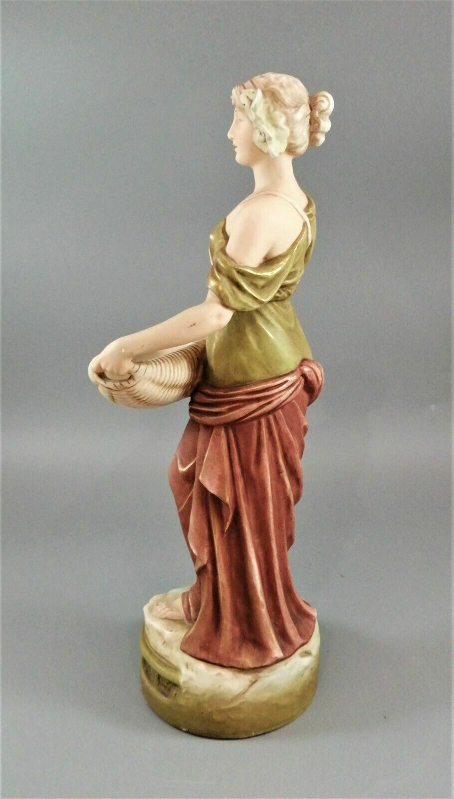 Antique Royal Dux Porcelain Art Nouveau Figurine Of A Young Woman, C. 1912 photo for sale