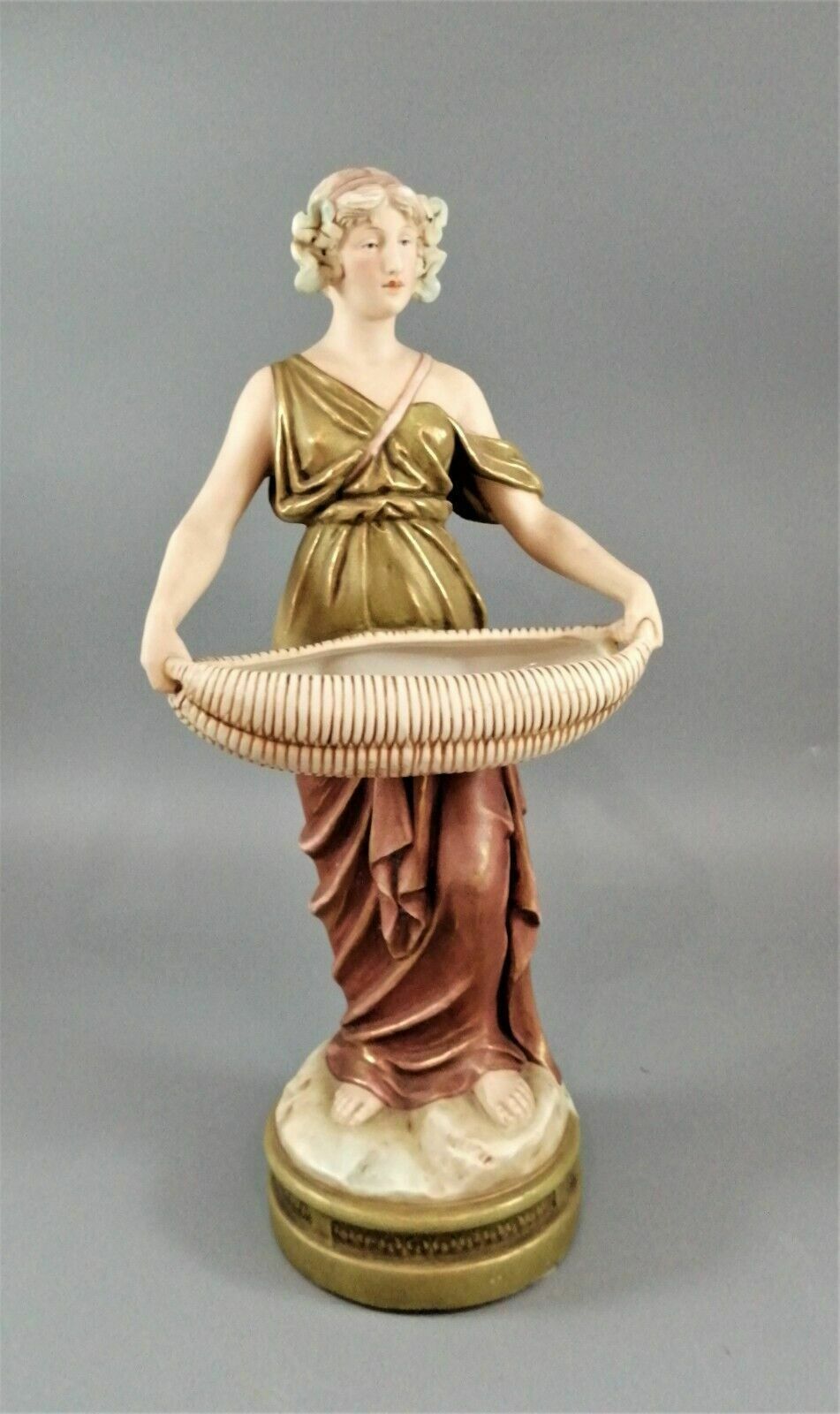 Antique Royal Dux Porcelain Art Nouveau Figurine Of A Young Woman, C. 1912 photo buy