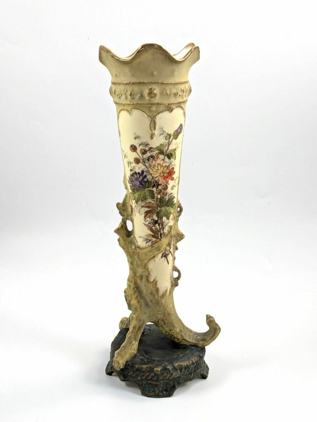 Antique Ernst Wahliss Porcelain Cornucopia Vase, C. 1897.