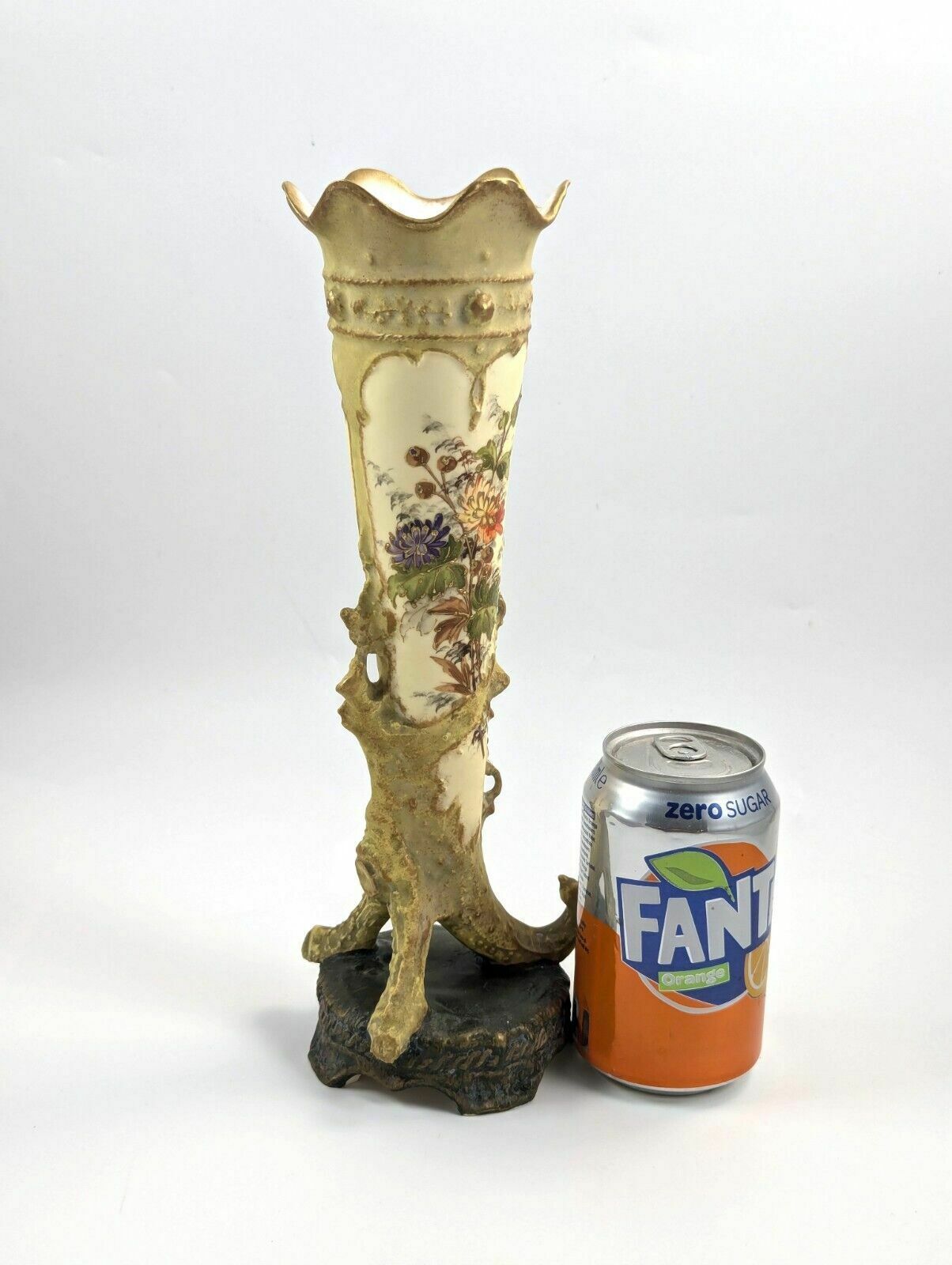 photo for sale Antique Ernst Wahliss Porcelain Cornucopia Vase, C. 1897.