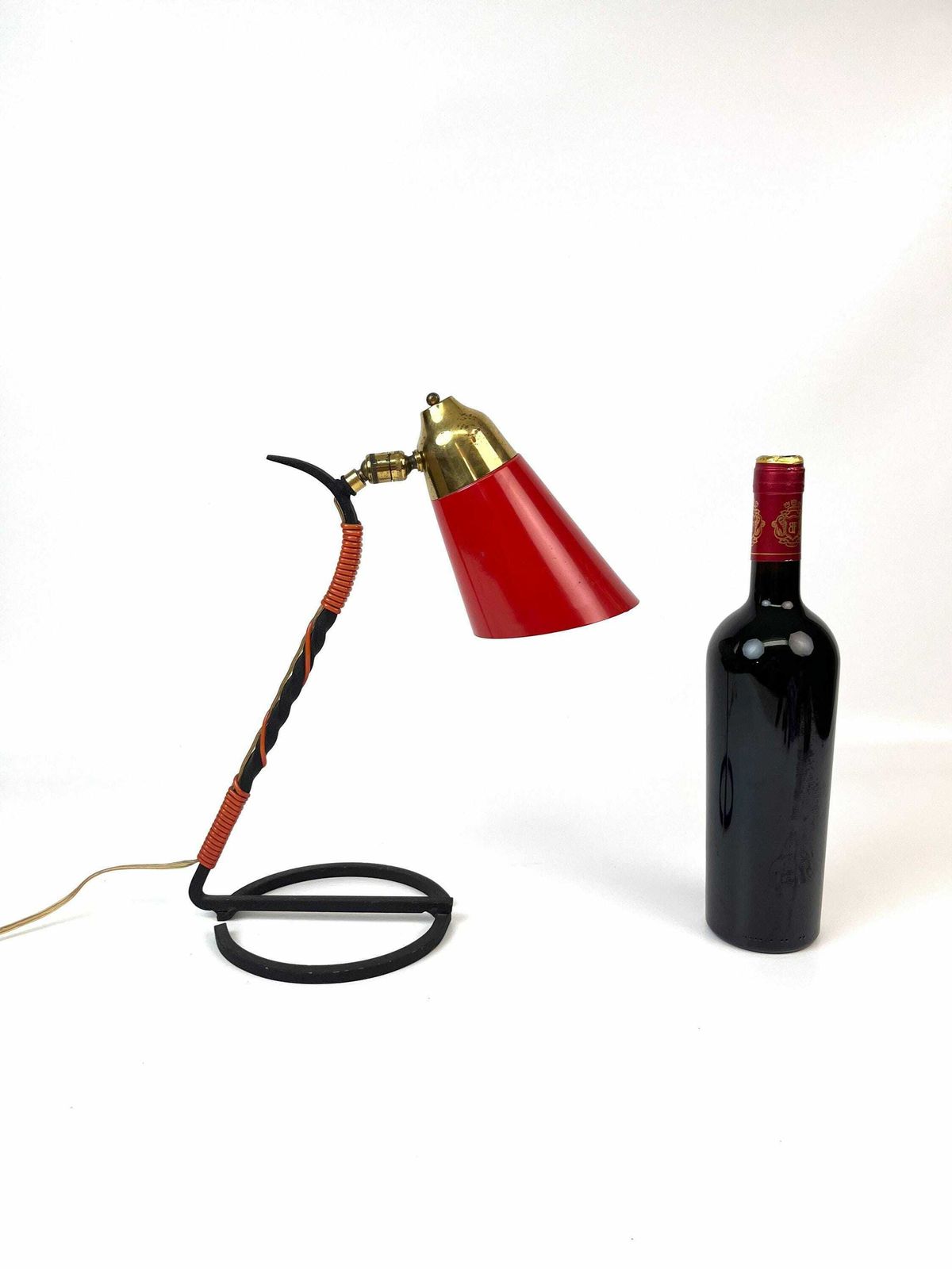 Beautiful Mid Century Italian Red Diabolo Desk Lamp Stilnovo Age 1960 photo Lighting