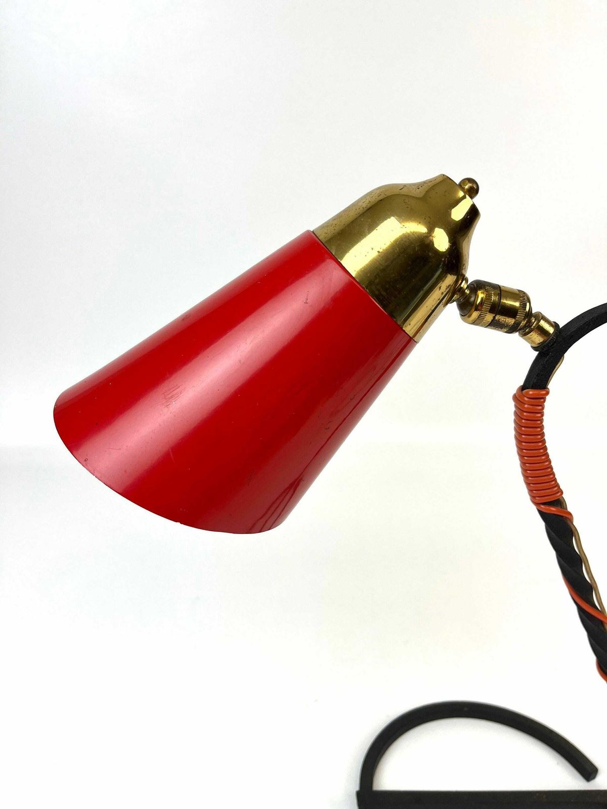 Beautiful Mid Century Italian Red Diabolo Desk Lamp Stilnovo Age 1960 photo buy