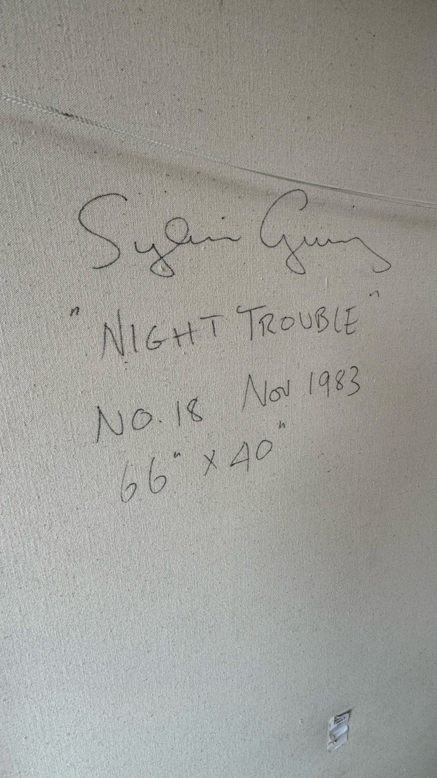 photo furniture Rare Large Striking Abstract Painting "Night Trouble" By Sylvia Guirey 1983