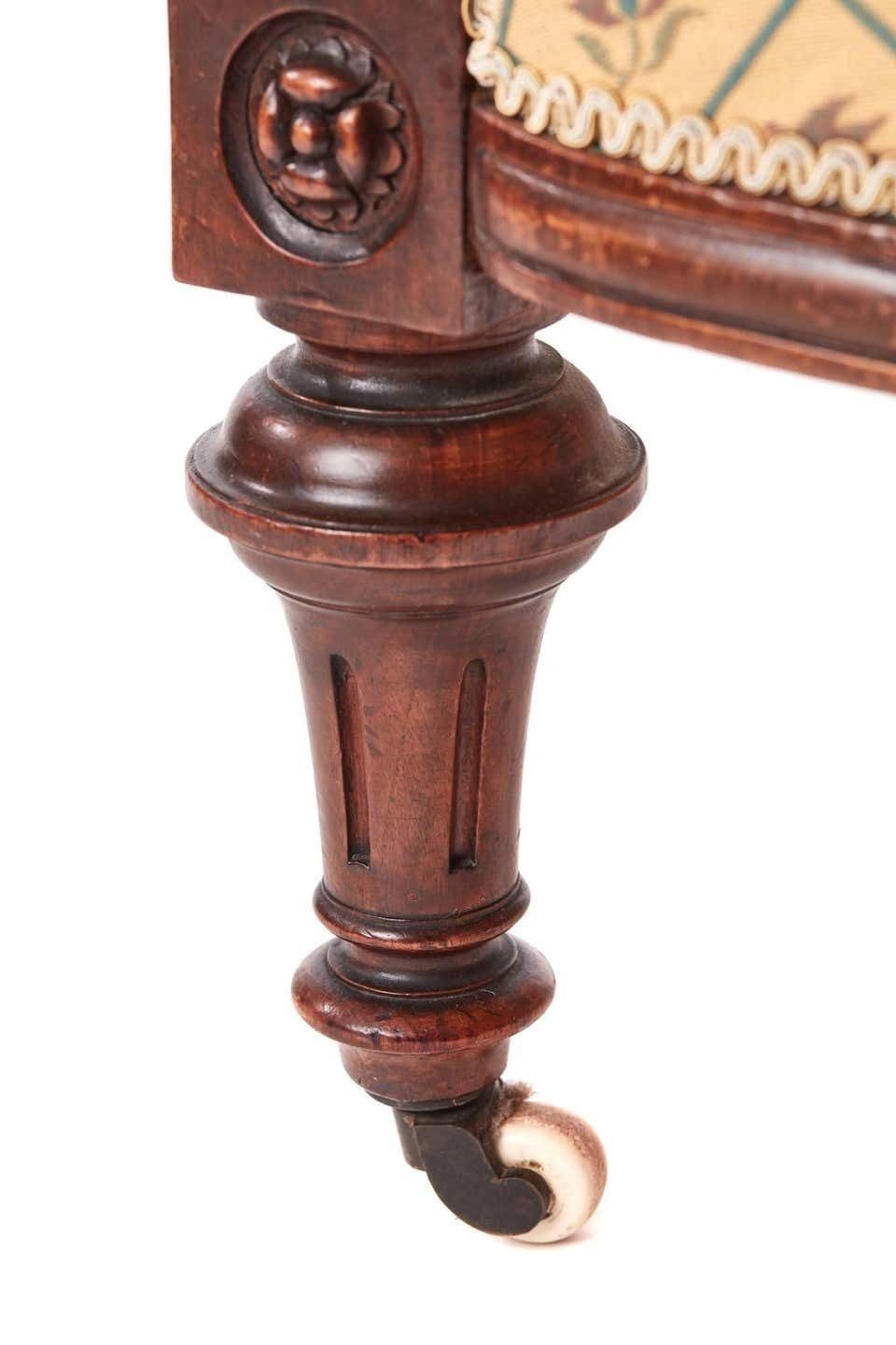 Furniture Victorian Carved Walnut Turned Leg Armchair photo