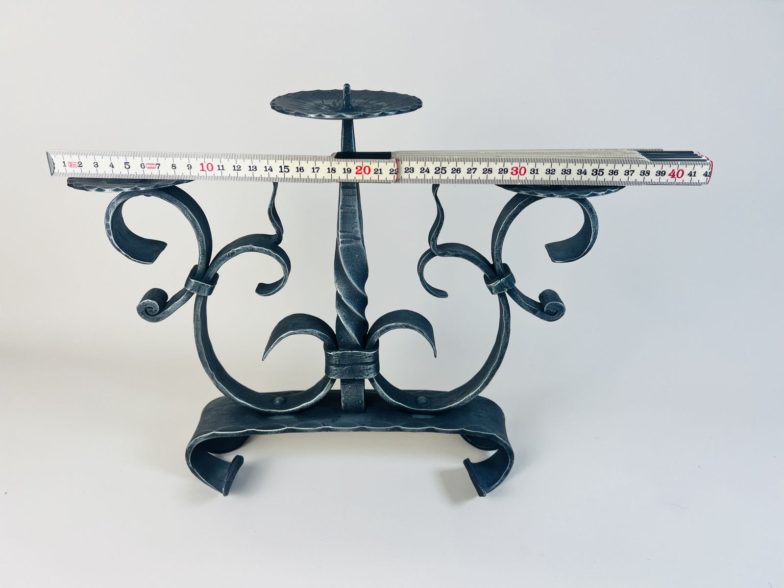Large 3 Candle Wrought Iron Candle Holder, Altar Candle Holder, Brutalist Gothic, Rustic Candelabra From Switzerland photo vintage