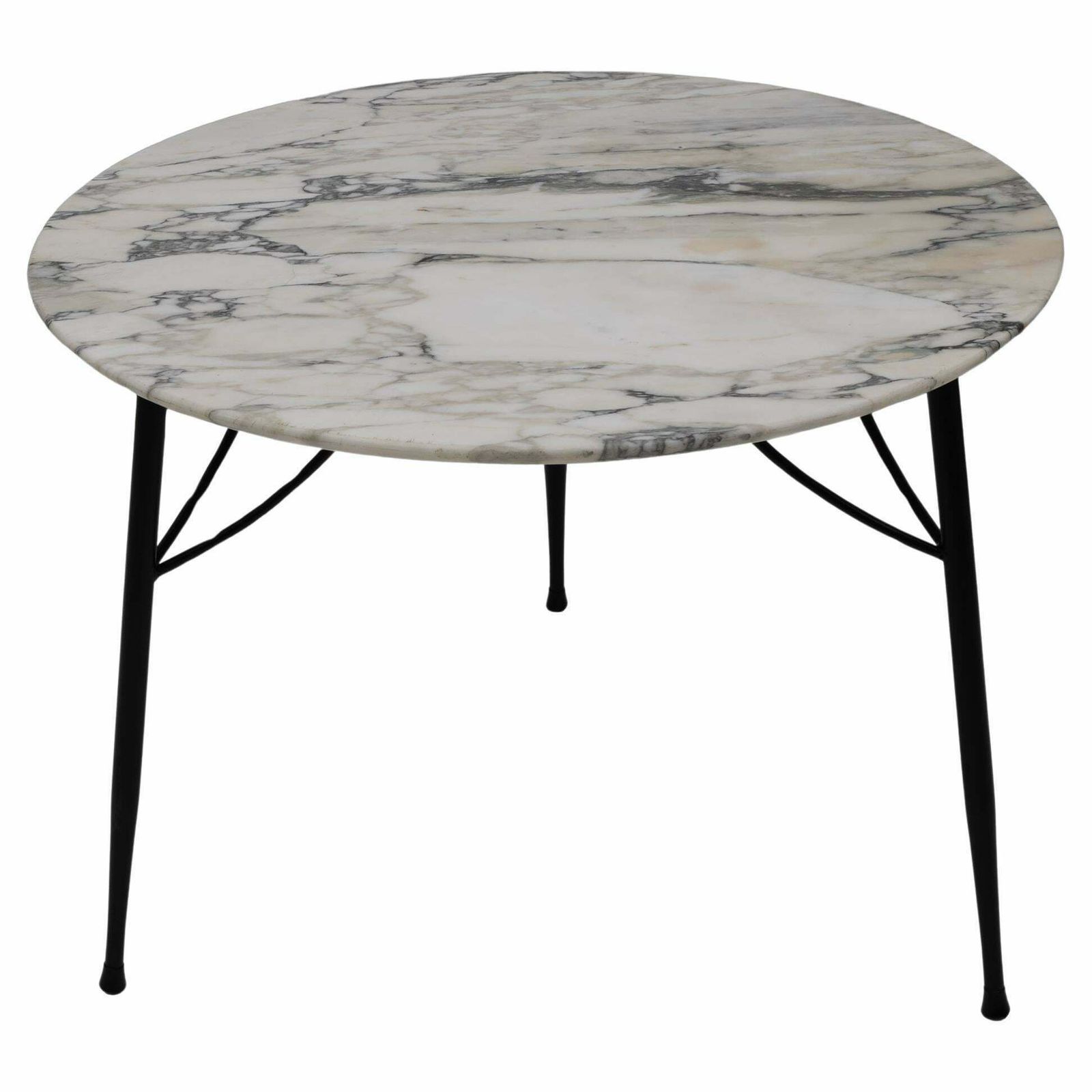 Mid Century Modern Italian Marble And Metal Round Coffee Table, 1960s