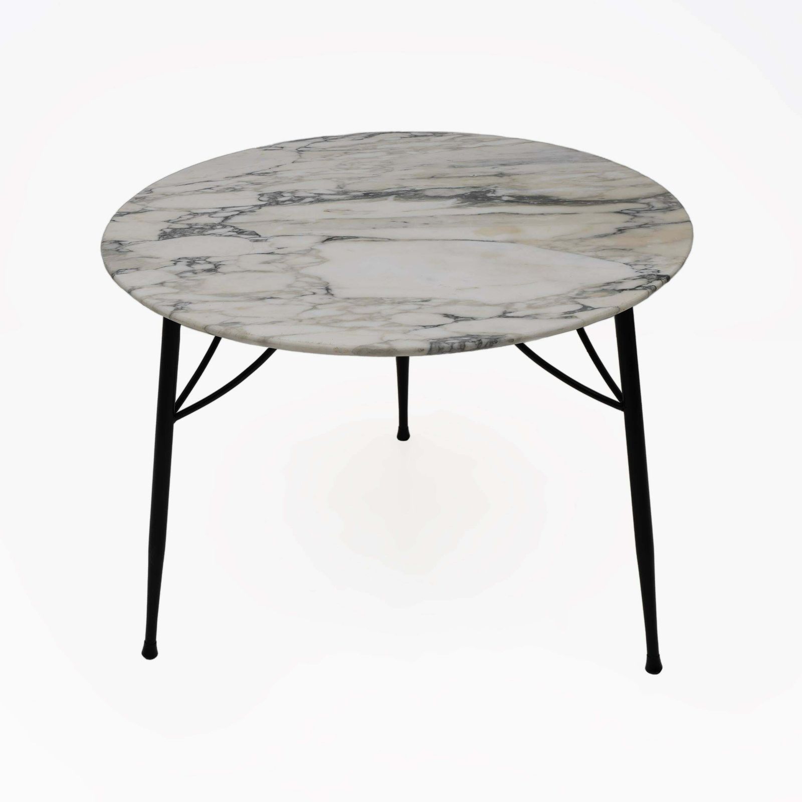 Mid Century Modern Italian Marble And Metal Round Coffee Table, 1960s photo vinterior