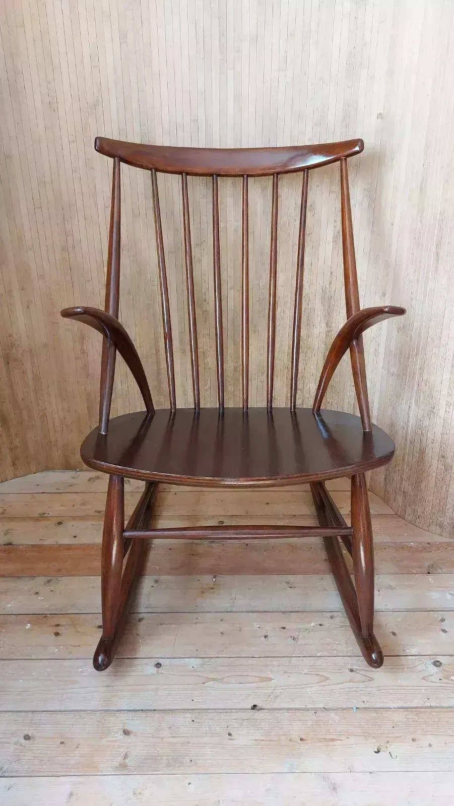 Fab Vintage Mid Century Danish Iw3 Rocking Chair Illum Wikkelso Niels Eillerson photo for sale