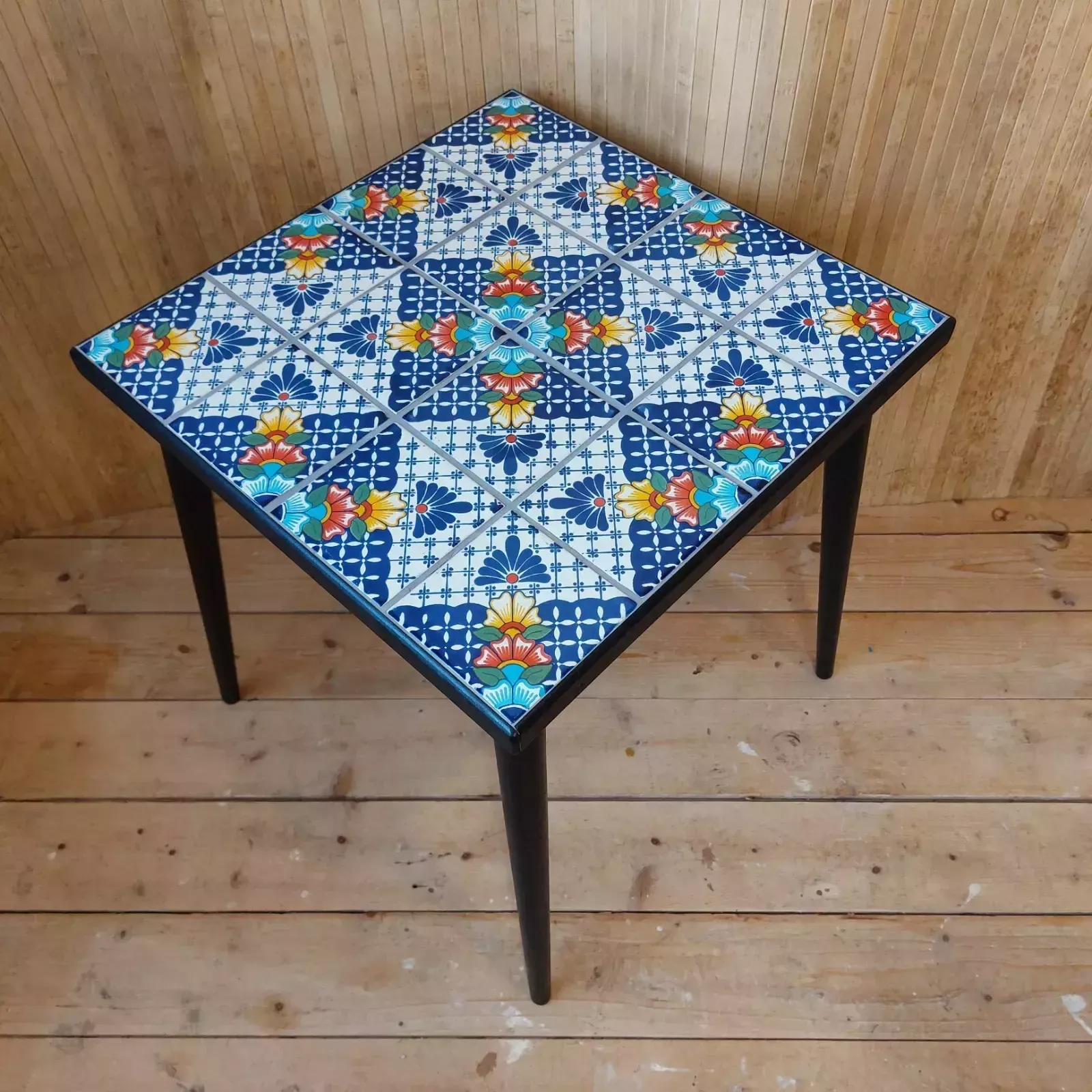 photo for sale Fab Vintage Retro Mid Century Modern Mexican Talavera Handmade Small Tiled Table