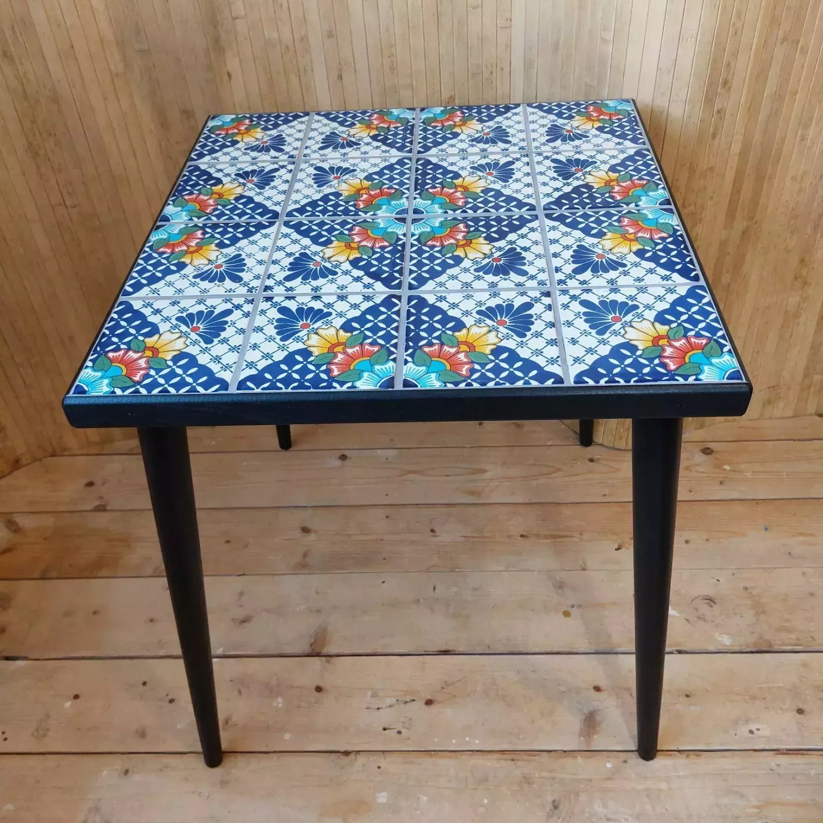 Furniture Fab Vintage Retro Mid Century Modern Mexican Talavera Handmade Small Tiled Table photo