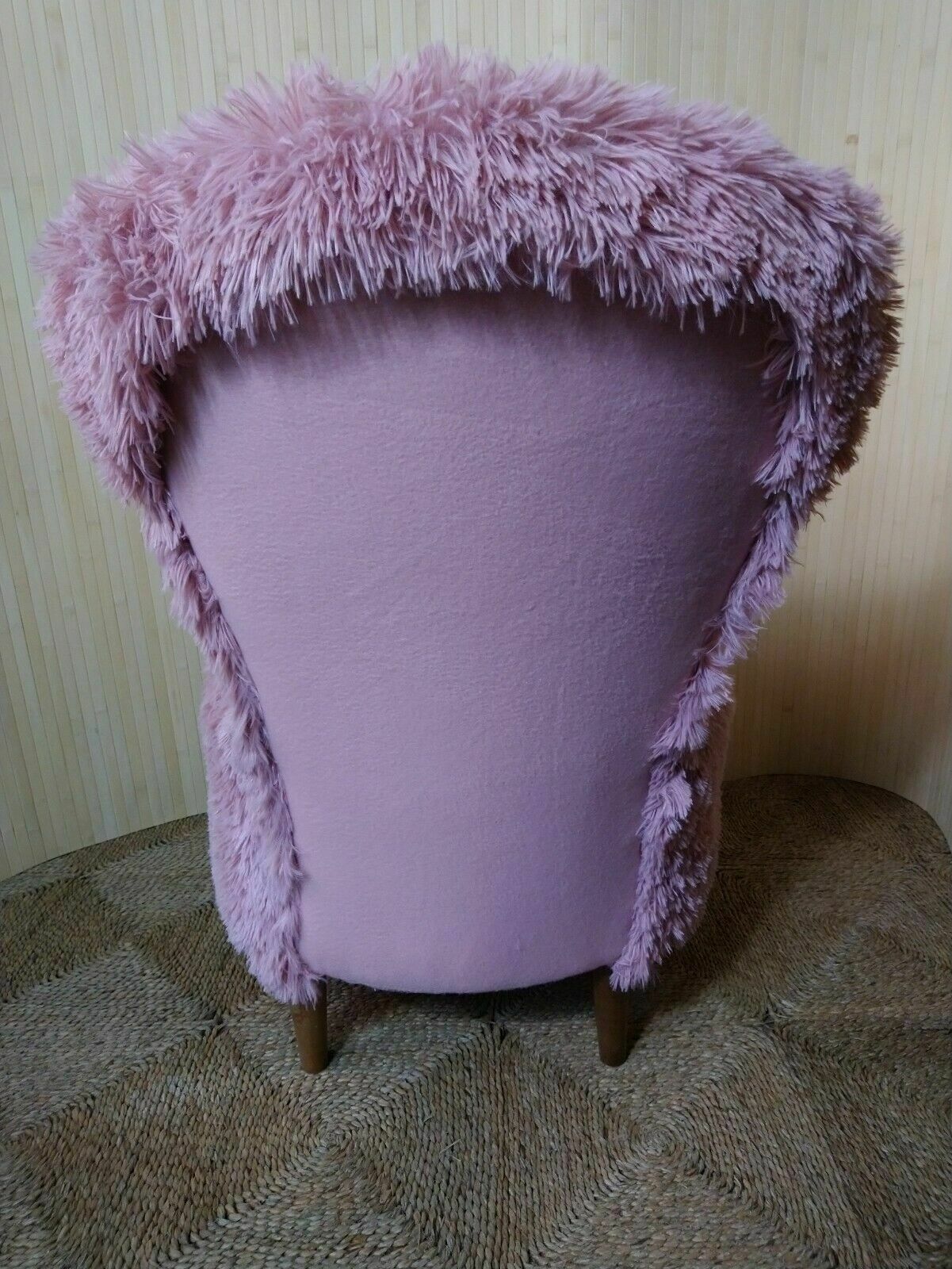 Fab Vintage Retro Mid Century Petite Pink Furry Cocktail Bedroom Tub Chair photo Furniture