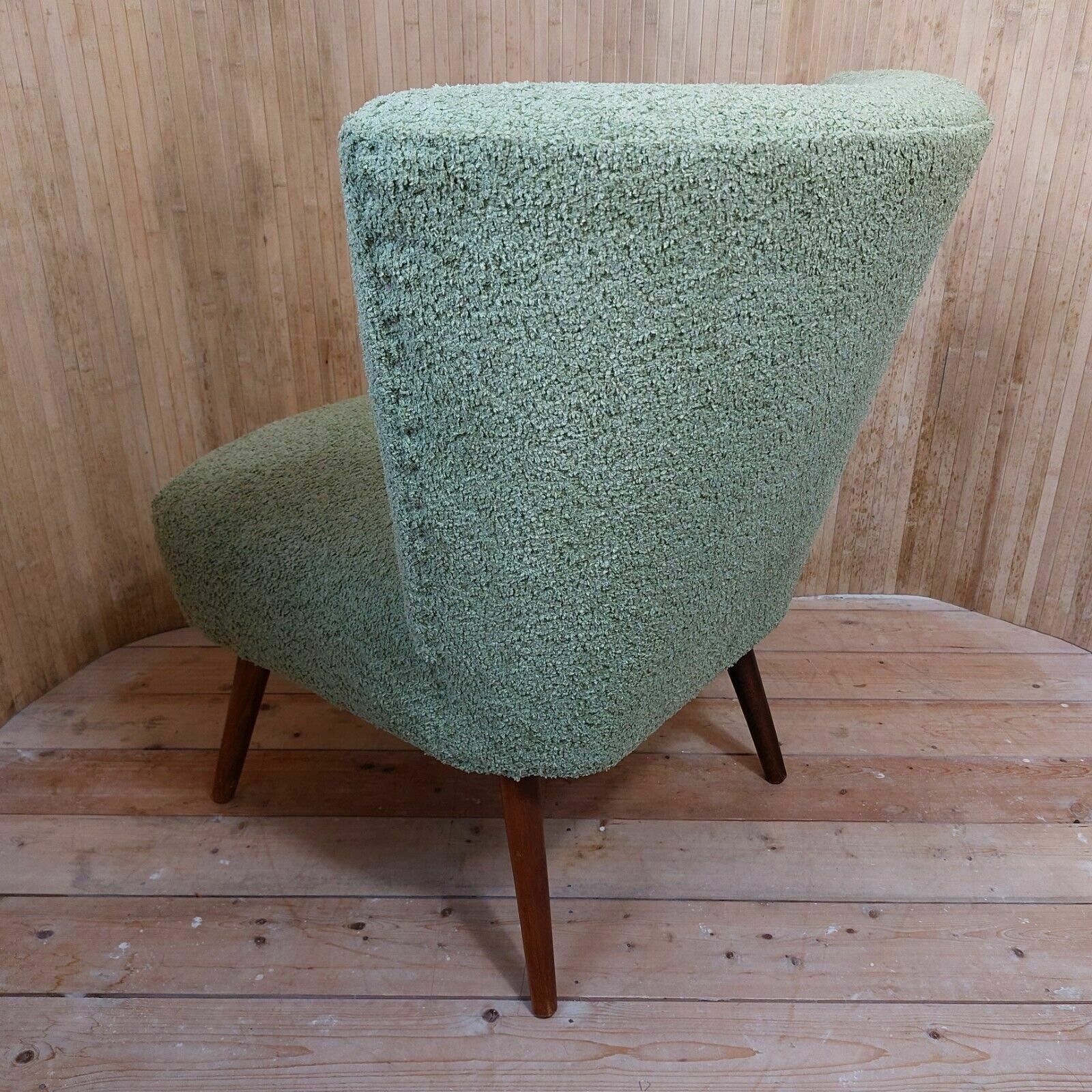 Fab Vintage Mid Century German Bartholomew Cocktail Chair Lime Green Boucle photo vintage