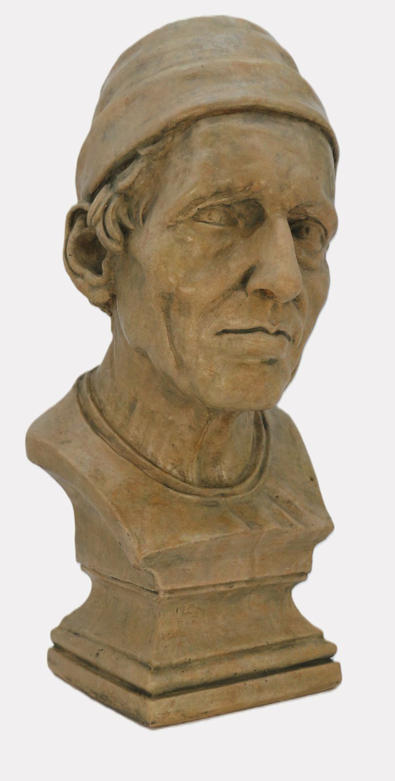 A Large 19th Century Simulated Stone Plaster Bust Of A Medieval Man