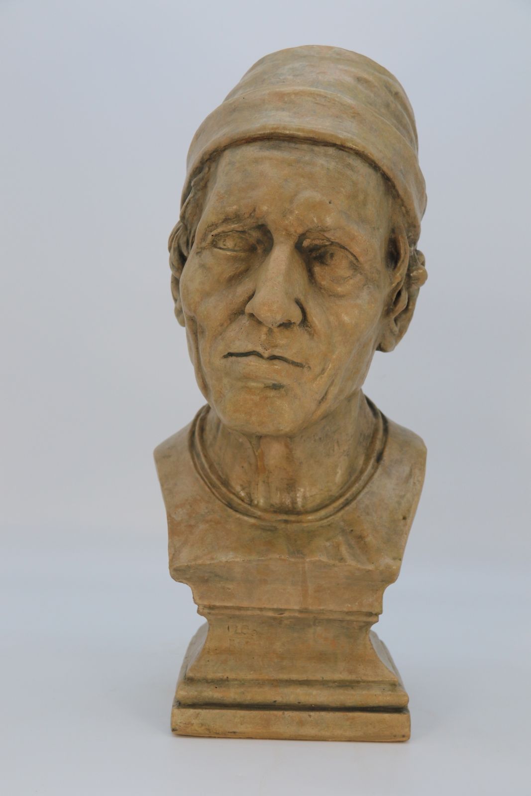 A Large 19th Century Simulated Stone Plaster Bust Of A Medieval Man photo furniture