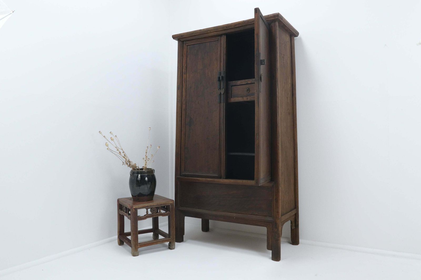 19th Century Chinese Red Elm Taper Cabinet From Shandong photo furniture