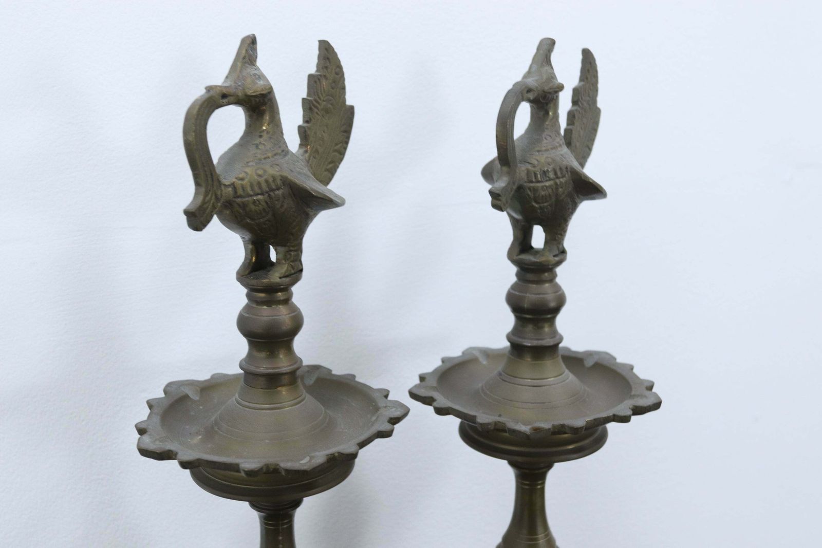 Brass Indian Temple Diya Oil Lamps Mid 20th Century photo 195.0