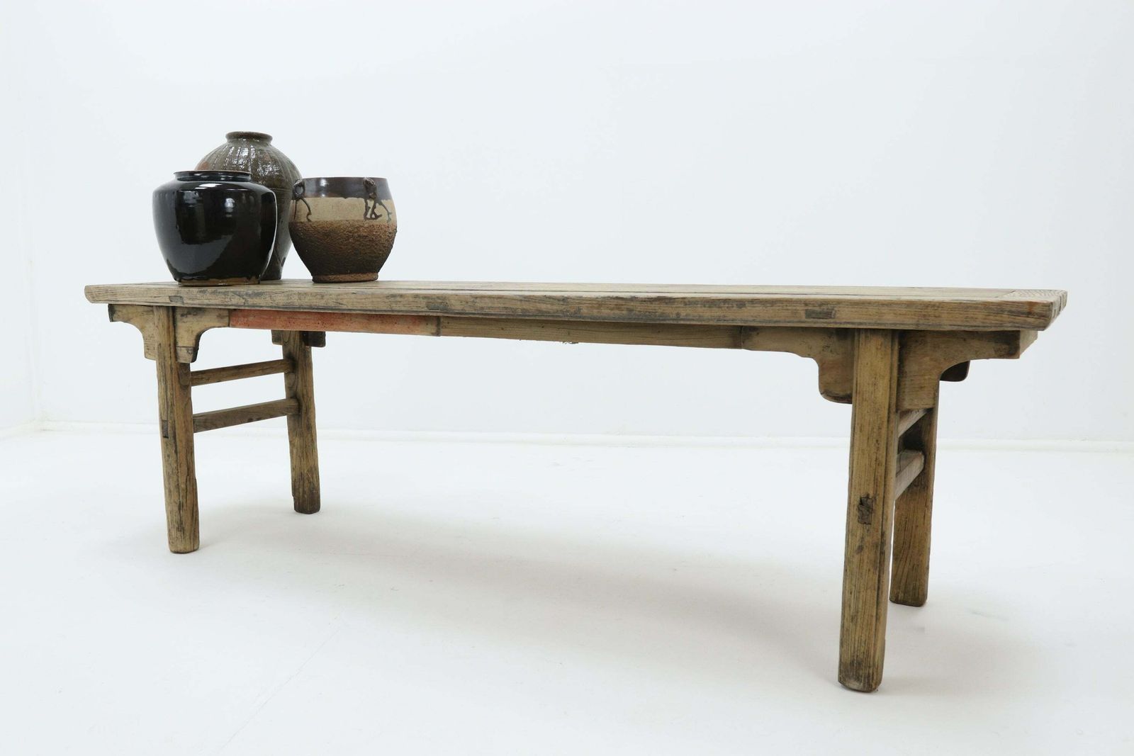 Large Rustic Wooden Chinese Bench (1) photo furniture