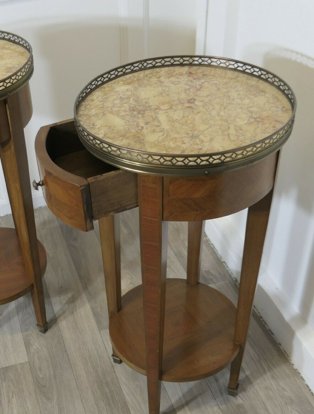 A Pair Of French Circular Side Tables With Drawers photo 1980.0