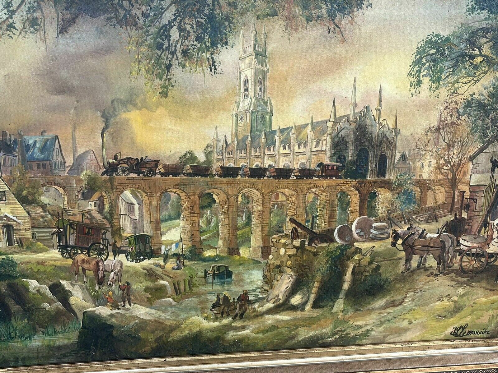 Middleton Railway, Leeds, Industrial Revolution Oil Painting, Highly Detailed. photo furniture