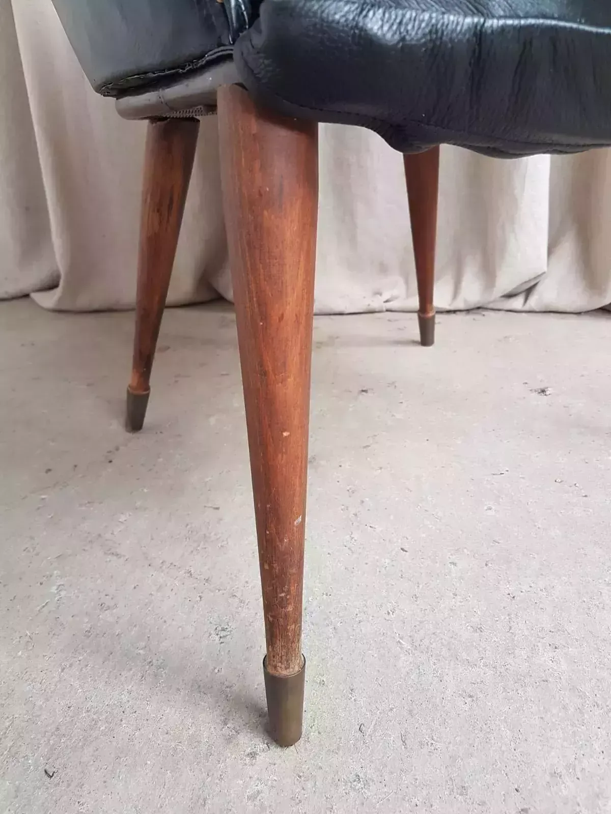 photo buy Vtg Mid Century Vinyl Leather Cocktail Chair Retro Danish Italian Design R536