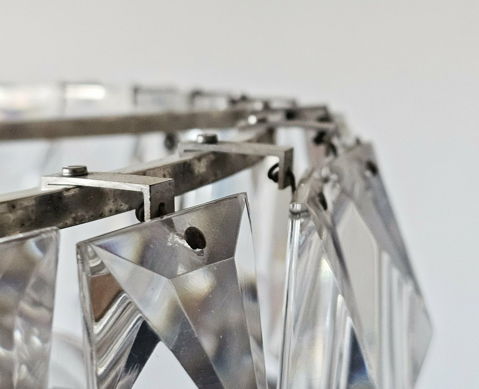 photo for sale 1 Of 3 Mid Century Modern Nickel Plated Crystal Chandelier By Bakalowits And Sohne // Made In Austria In 1960s