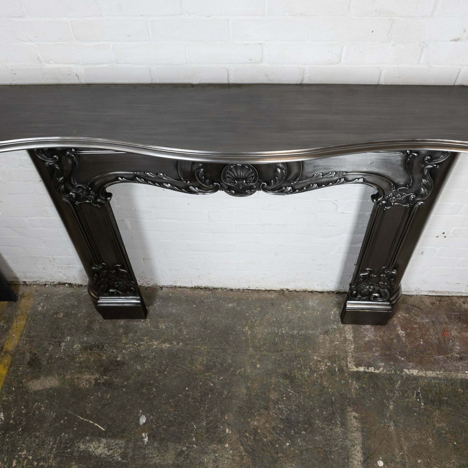 photo for sale Antique Art Nouveau Ornate Polished Cast Iron Fireplace Surround