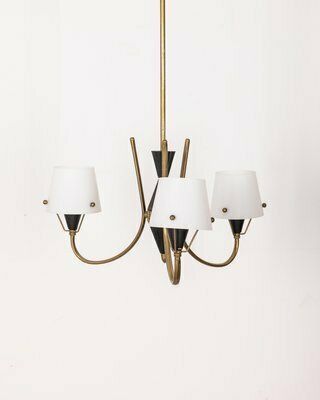 Vintage Italian Chandelier With Three Lights In Glass, 1950s photo for sale