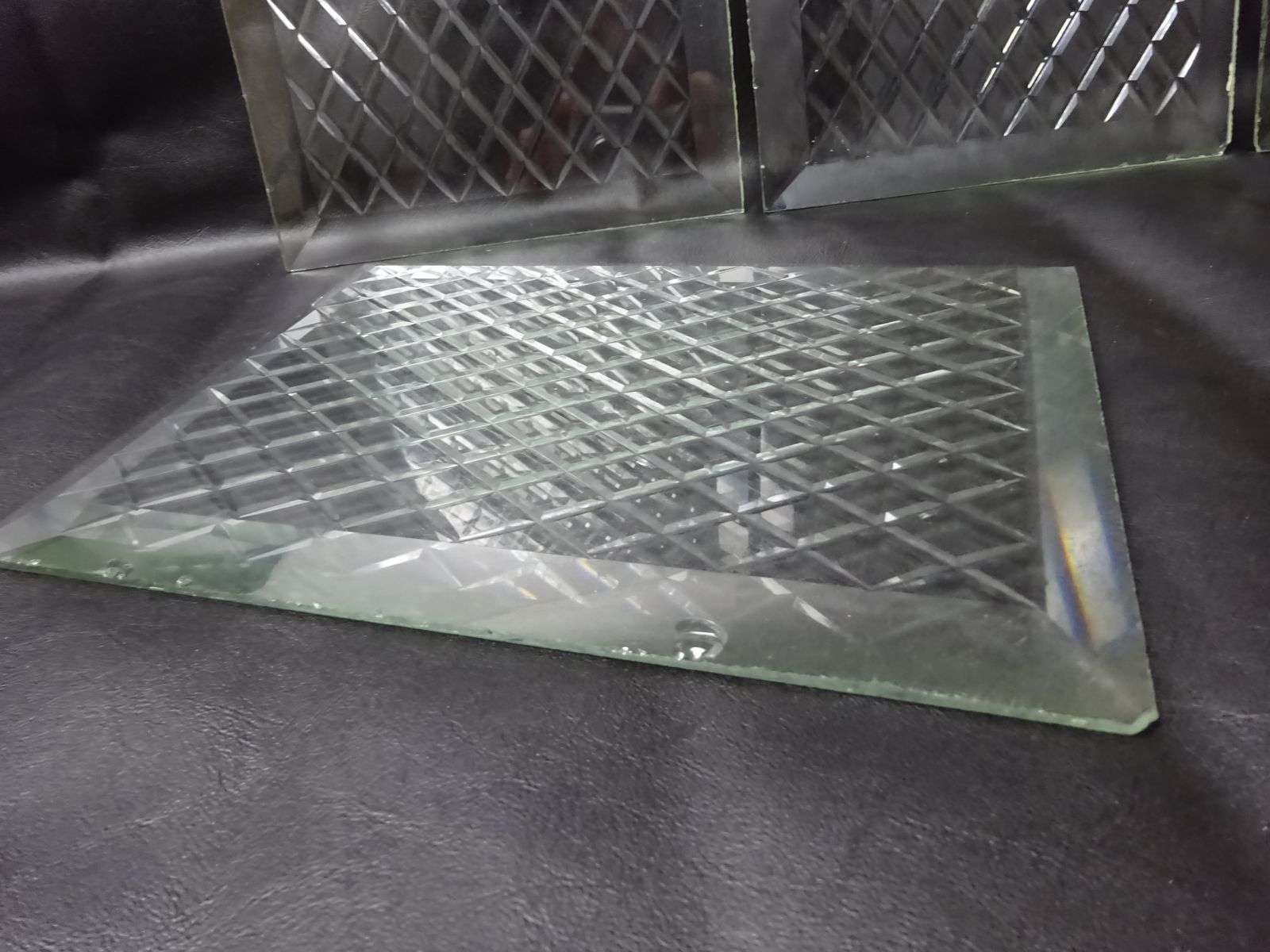 Set Of 4 Reclaimed Antique Prism Pressed Glass Panels photo furniture