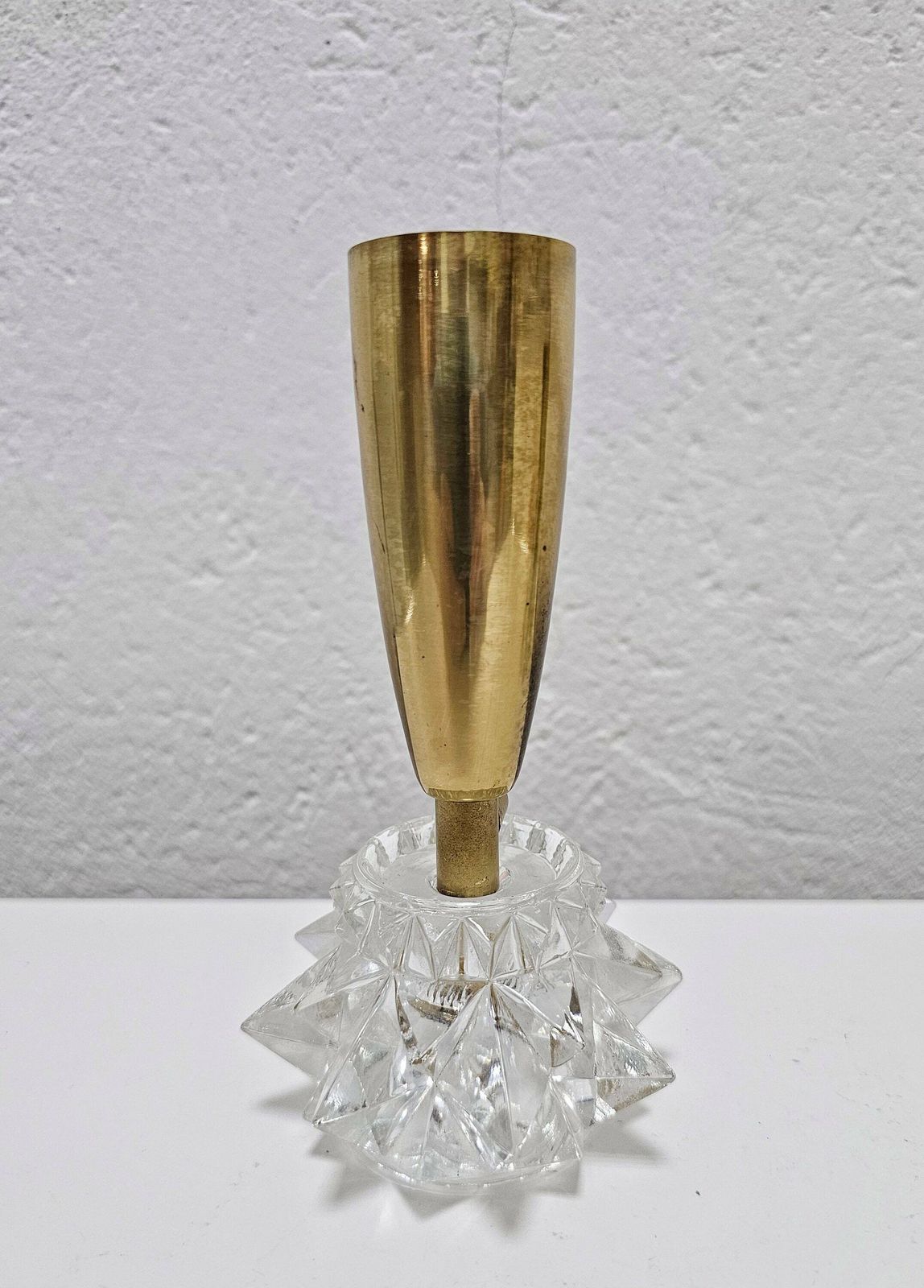 Pair Of Miniature Mid Century Modern Brass Table Lamps With Glass Base // Made In Austria In 1960s photo Lighting